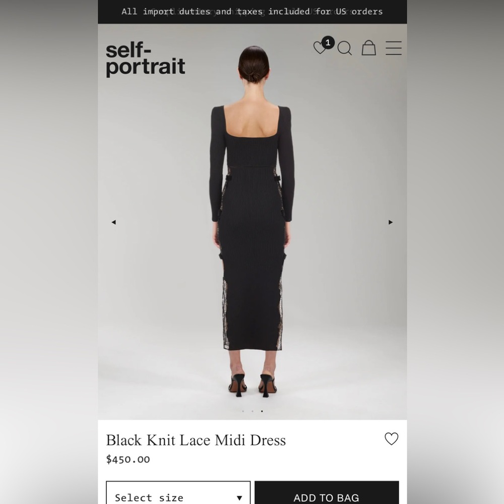 Self Portrait Black Knit Lace Midi Dress - Picture 3 of 7